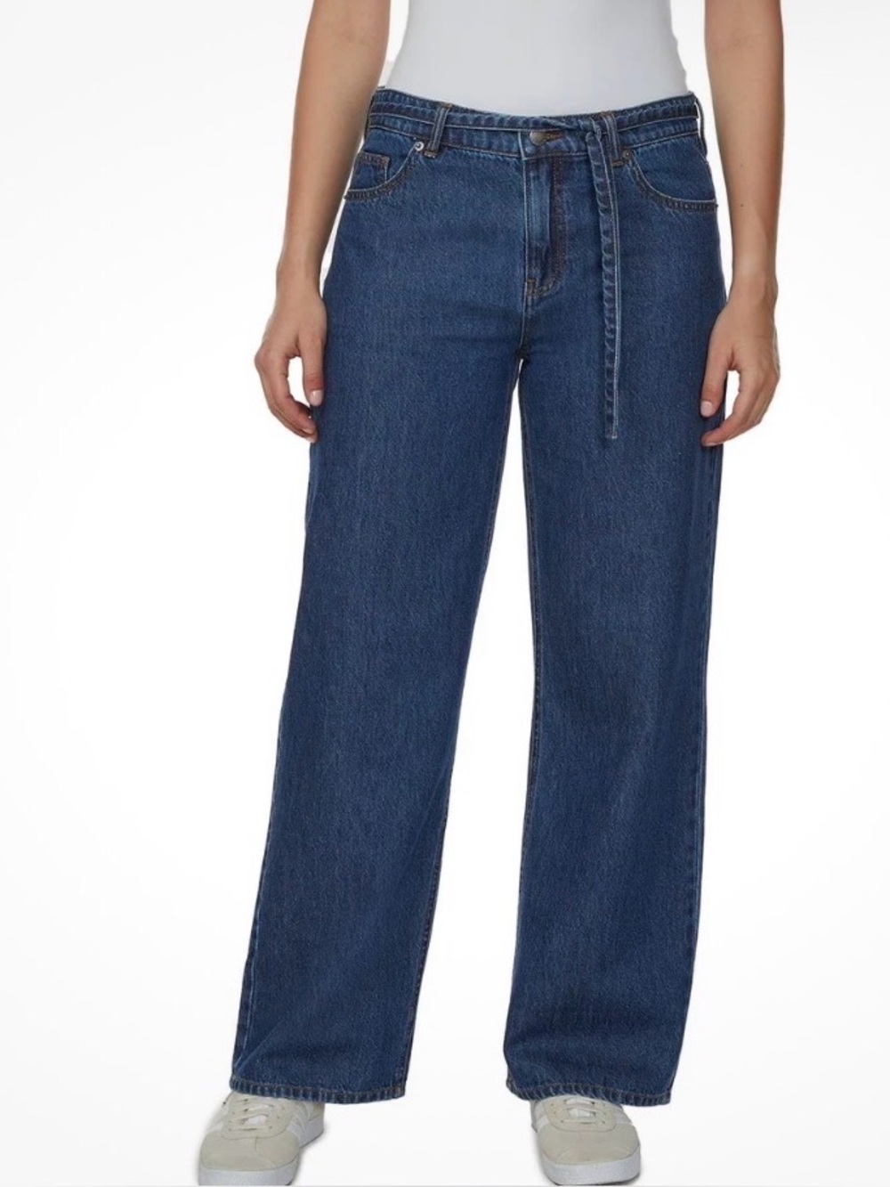 Buffalo David Bitton Bree Wide Leg Belted Jeans Size 10 Medium Wash Brand New
